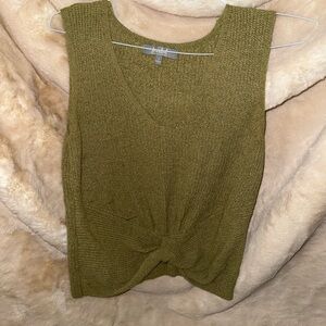 Olive Green Sleeveless Sweater Vest